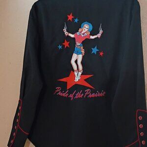 Scully Vintage Western Retro  1940's style black with stitching Size Medium